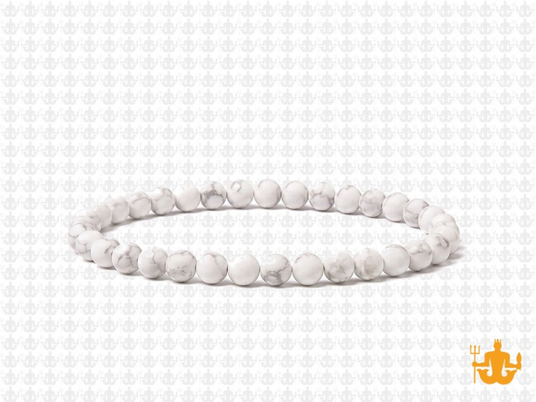 4mm Matte White Howlite Elastic Bracelet 7.5" natural [b1b9m]