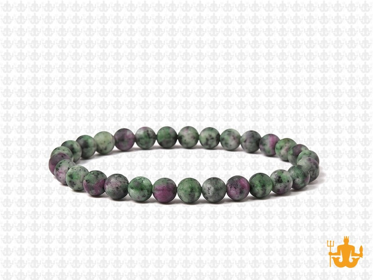 4mm Matte China Ruby Zoisite Elastic Bracelet 7.5" dyed [b1r1m]