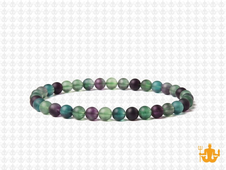 4mm Matte Rainbow Fluorite Elastic Bracelet 7.5" natural [b1r8m]