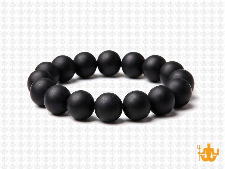 10mm Matte Black Onyx Elastic Bracelet 7.5" [b4b65m]