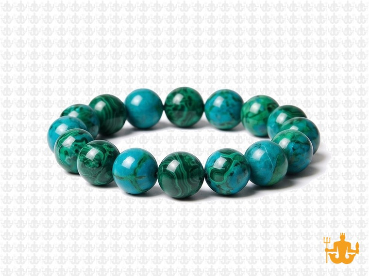 10mm Azurite Chrysocolla Elastic Bracelet 7.5" dyed [b4d41]