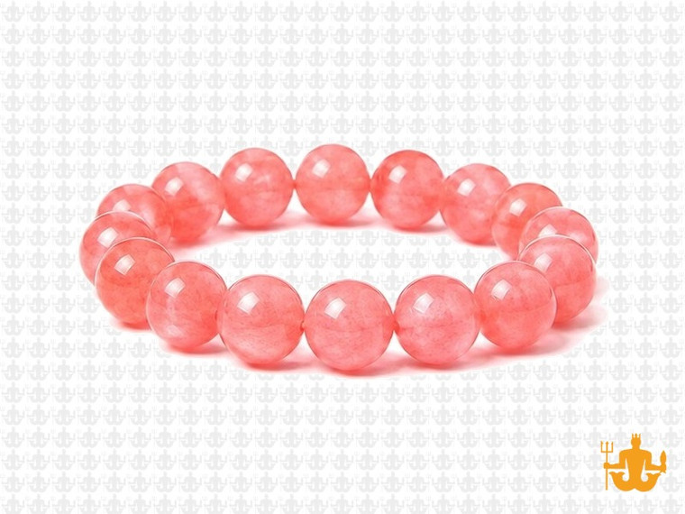 10mm Cherry Quartz Elastic Bracelet 7.5" synthetic [b4a41]