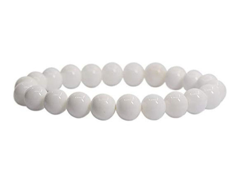 10mm White Jade Elastic Bracelet 7.5" natural [b4b40]