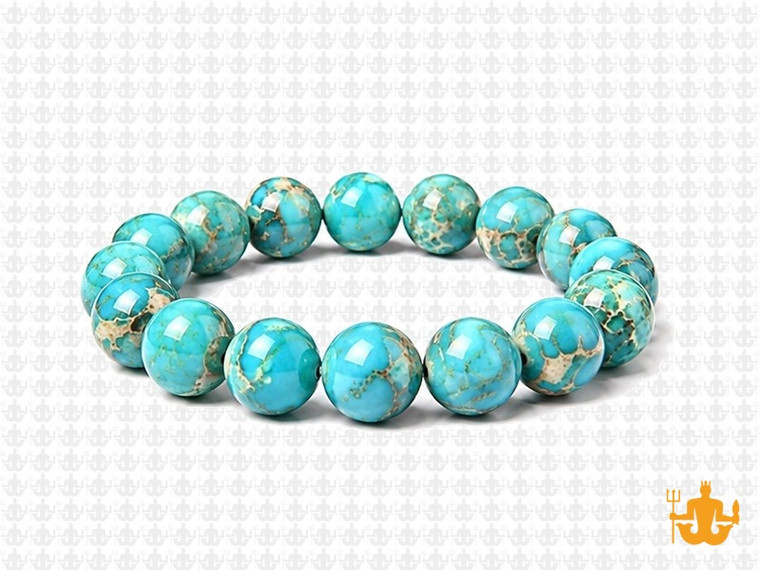 10mm Blue Sea Sediment Elastic Bracelet 7.5" dyed [b4r55b]