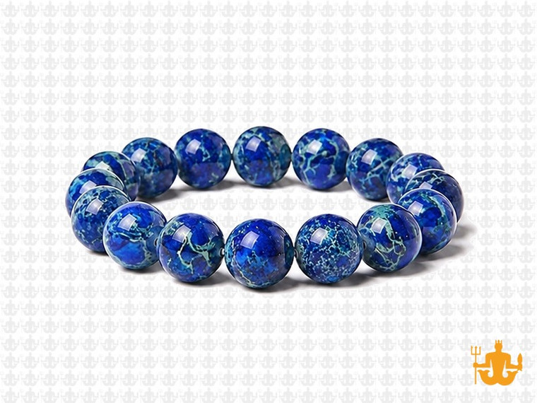 10mm Lapis Sea Sediment Elastic Bracelet 7.5" natural [b4r55l]