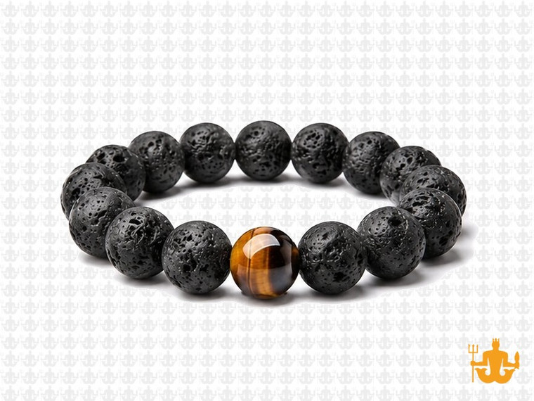 10mm Volnolack Lava Elastic Bracelet 7.5" natural [b4d50c]