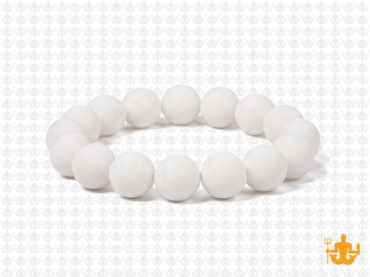 10mm Matte White Obsidian Elastic Bracelet 7.5" natural [b4b98m]