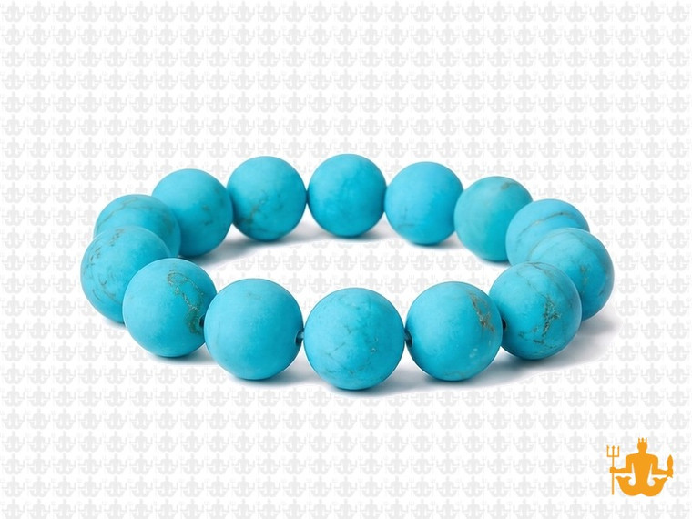 10mm Matte Blue Turquoise Elastic Bracelet 7.5" stabilized [b4d21m]