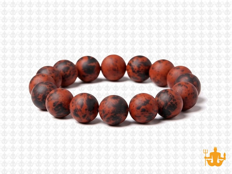 10mm Matte Mahogany Obsidian Elastic Bracelet 7.5" natural [b4b28m]