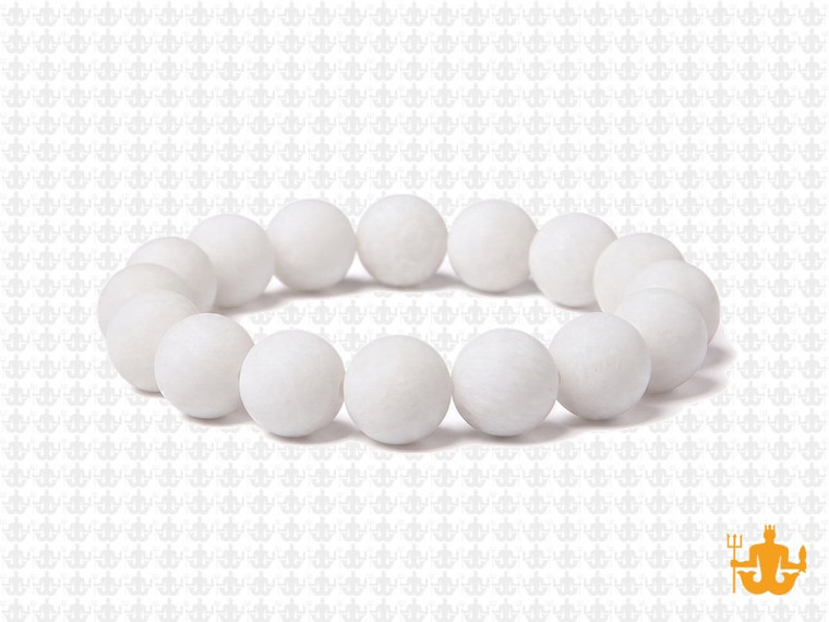 10mm Matte White Jade Elastic Bracelet 7.5" natural [b4b40m]