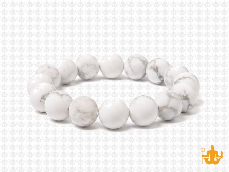 10mm Matte White Howlite Elastic Bracelet 7.5" natural [b4b9m]