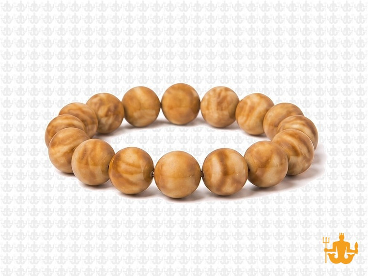 10mm Matte Gold Lace Agate Elastic Bracelet 7.5" natural [b4c29m]