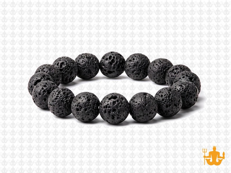 10mm Matte Volcano Black Lava Elastic Bracelet 7.5" natural [b4d50m]
