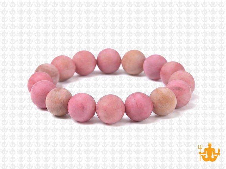 10mm Matte Pink Rhodonite Elastic Bracelet 7.5" natural [b4r15m]
