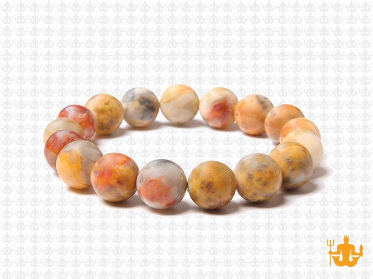 10mm Matte Crazy Lace Agate Elastic Bracelet 7.5" natural [b4r28m]
