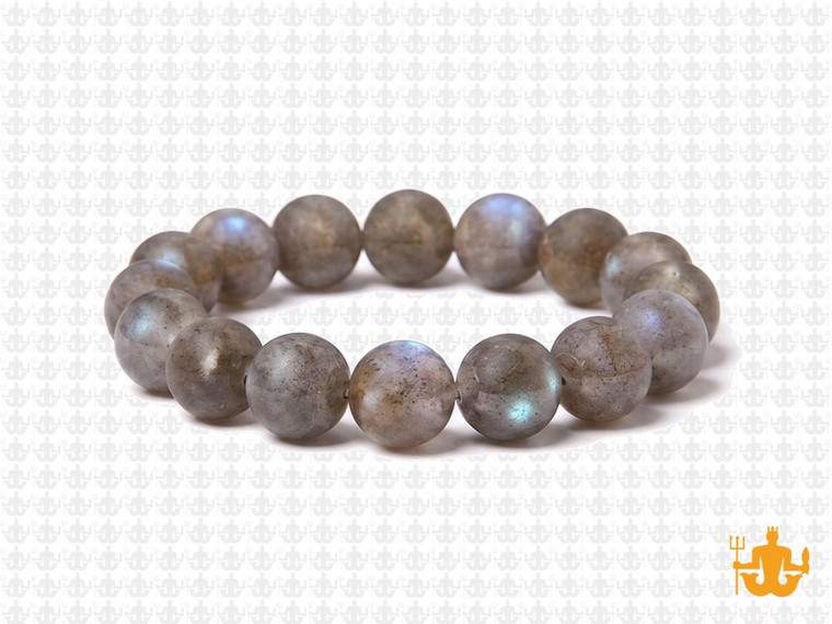10mm Matte Labradorite Elastic Bracelet 7.5" natural [b4r40m]