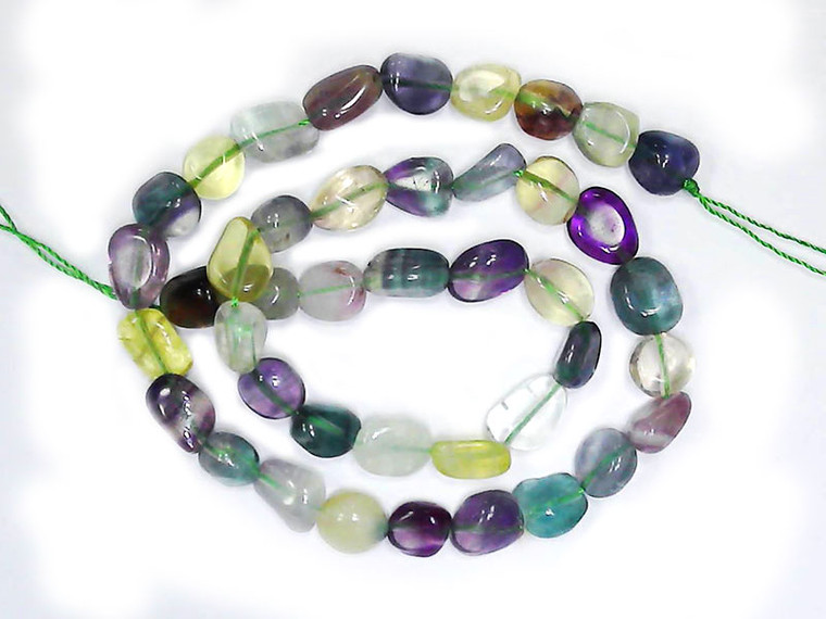 8x10mm Flourite Pebble Beads 15.5" [h20j]