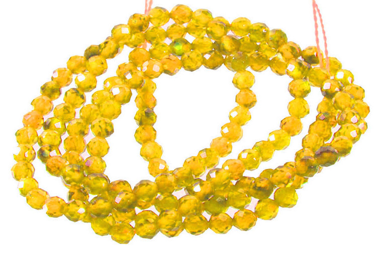 3mm Yellow Crystal Glass Faceted Beads 15.5" 140-150pcs. [u23y]