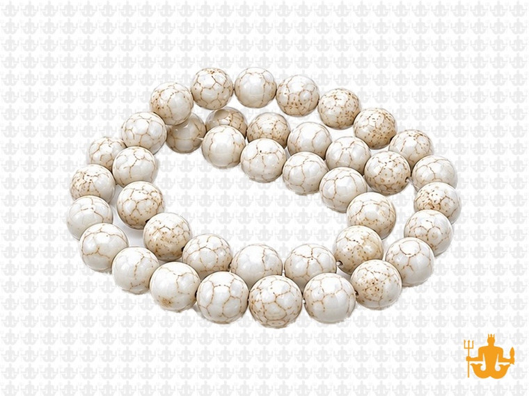 8mm White Magnesite Round Beads 15.5" [8tw]