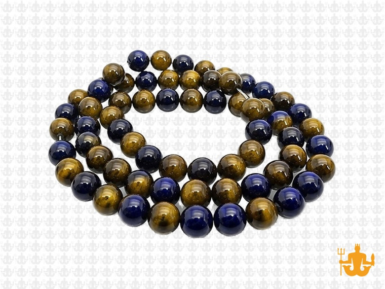 6mm Golden & Blue Tiger Eye Round Beads 15.5" heated [6g3yb]