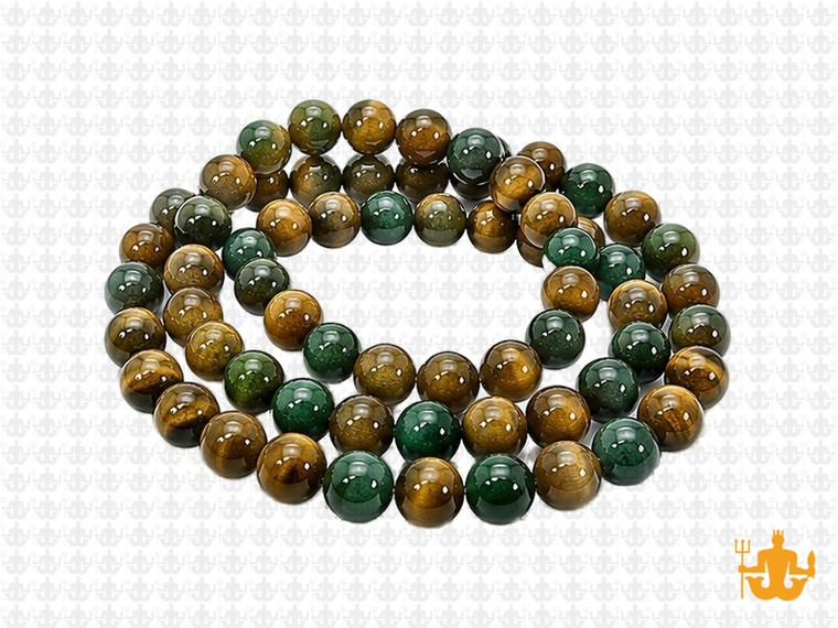 6mm Golden & Green Tiger Eye Round Beads 15.5" heated [6g3yg]