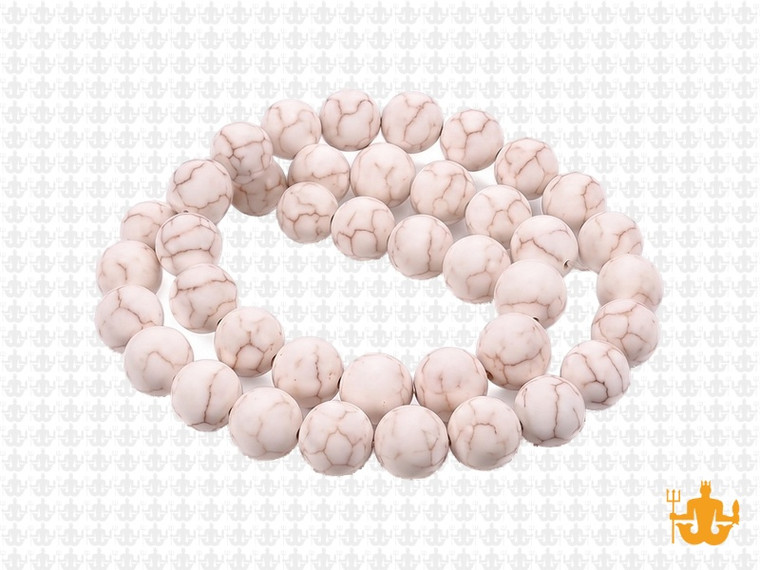 8mm Matte White Turquoise Round Beads 15.5" stabilized [8d23m]