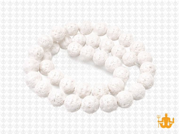 8mm Volcano White Lava Round Beads 15.5" natural [8d54]