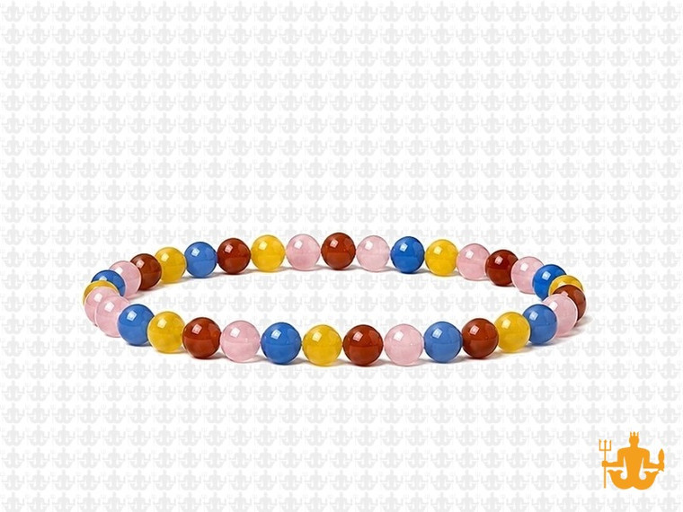 4mm Mix Agate & Jade Elastic Bracelet 7.5" dyed [b1s8]