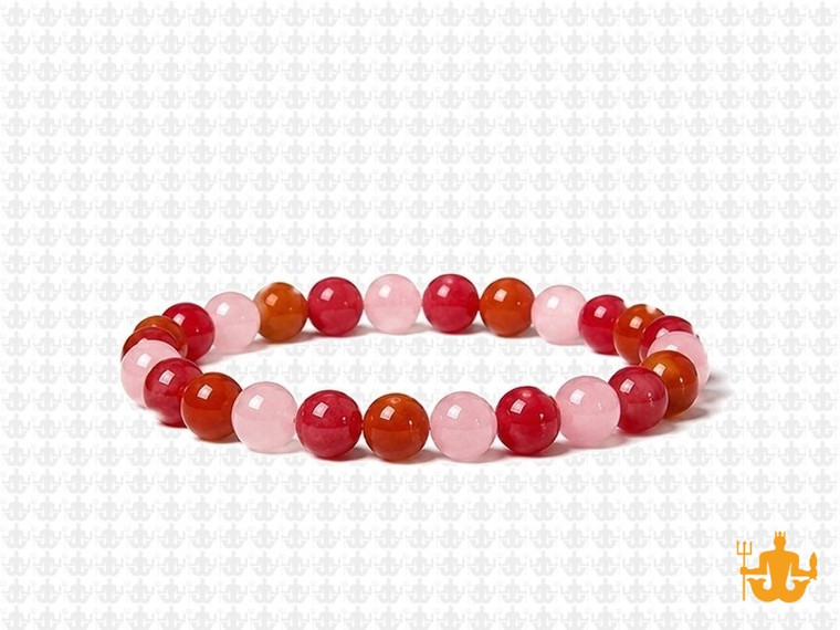 6mm Mix Agate & Rose Quartz & Jade Elastic Bracelet 7.5" dyed [b2s20]