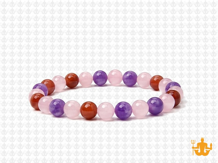 6mm Mix Agate & Jade Elastic Bracelet 7.5" dyed [b2s26]