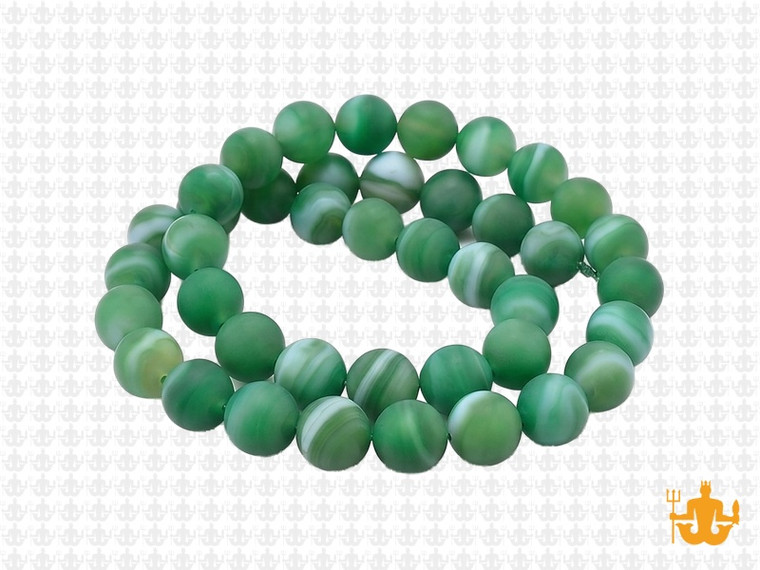 8mm Matte Green Banded Agate Round Beads 15.5" dyed [8f23m]