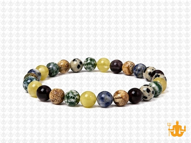 6mm Mix Gemstones Elastic Bracelet 7.5" [b2s37]