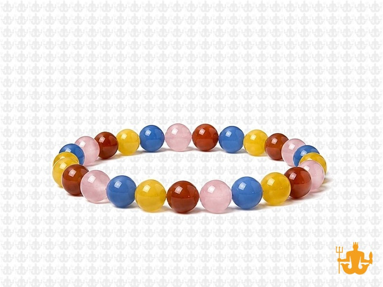 6mm Mix Agate & Jade Elastic Bracelet 7.5" dyed [b2s8]