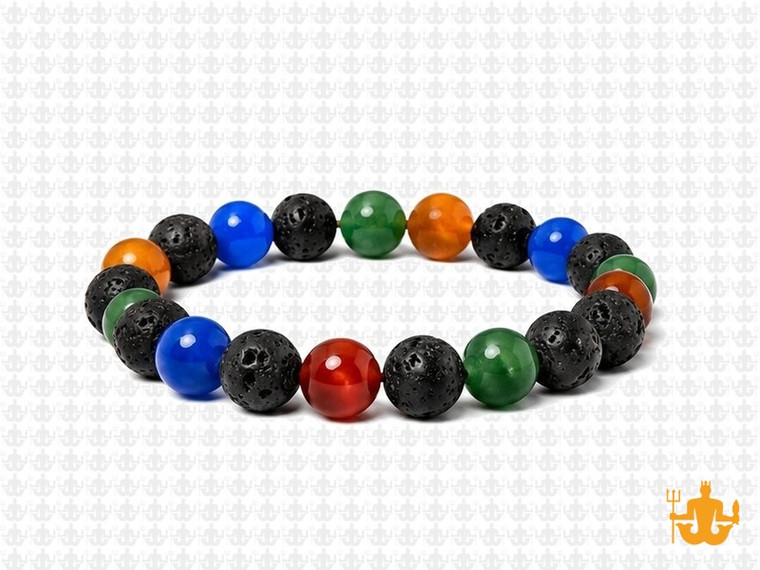 8mm Mix Agate + Matte Onyx Elastic Bracelet 7.5" dyed [b3s23]