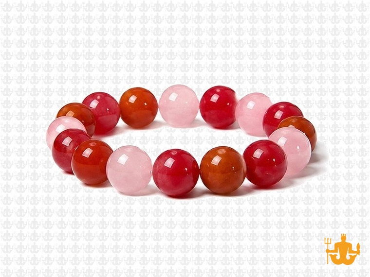 10mm Mix Agate & Rose Quartz & Jade Elastic Bracelet 7.5" dyed [b4s20]