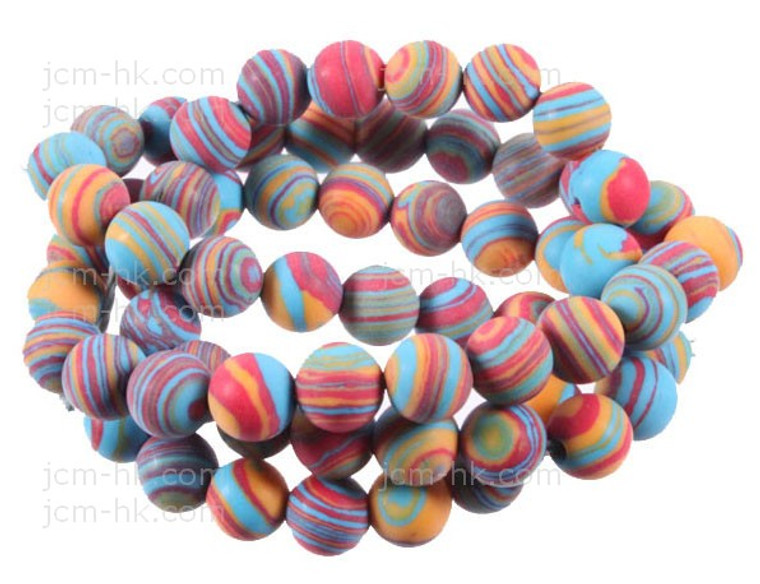 8mm Matte Rainbow Lace Malachite round Beads 15.5" synthetic [8r49xm]
