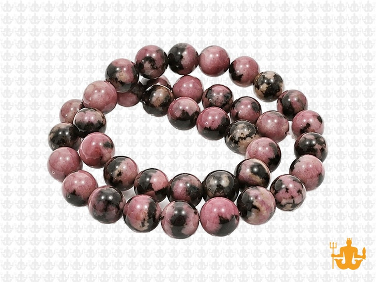 8mm Rhodonite with Matrix Round Beads 15.5" natural [8r14]