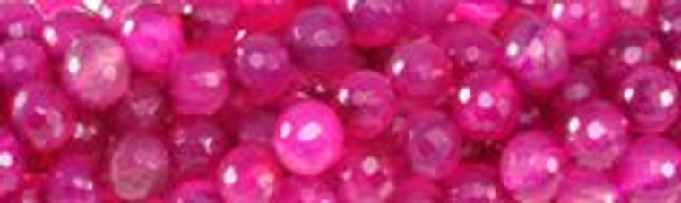 8mm Pink Agate Faceted Round Beads 15.5" [v1450]