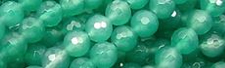 8mm Green Agate Faceted Round Beads 15.5" [v1451]
