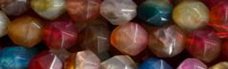 8mm Mix Agate Faceted Hexagon Beads 15.5" [v1518]