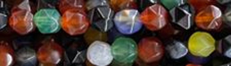 8mm Mix Agate Faceted Hexagon Beads 15.5" [v1538]