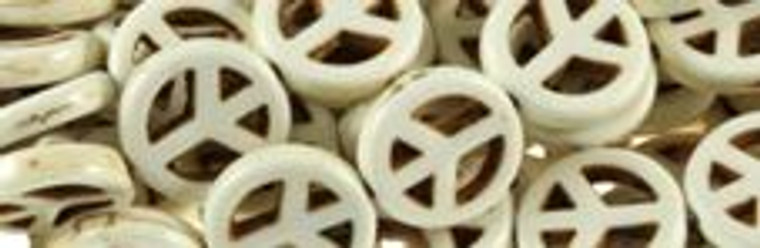 15mm White Turquoise Peace Beads t350w 15.5" [v2056]