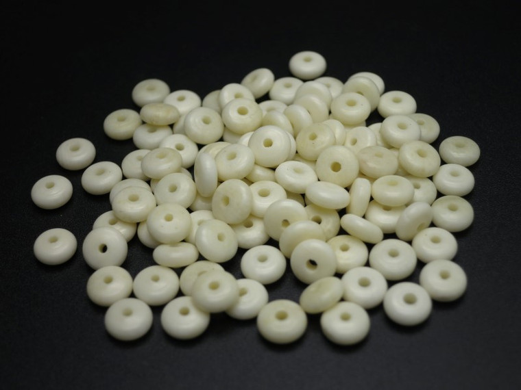 6mm Natural Buffalo Bone Round Disc Beads 25pcs. [zb240]