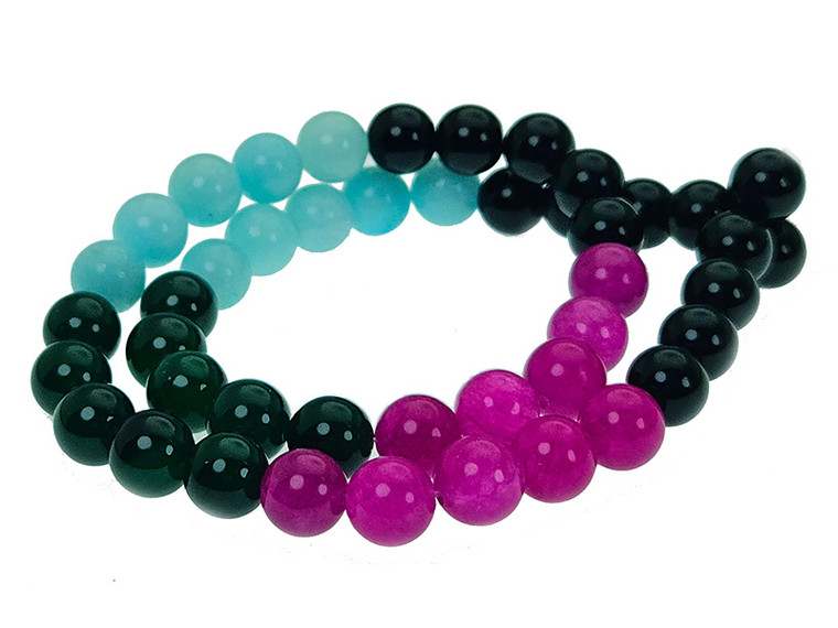 10mm  Multi-Colors Jade & Agate Beads 15.5" [10x57]