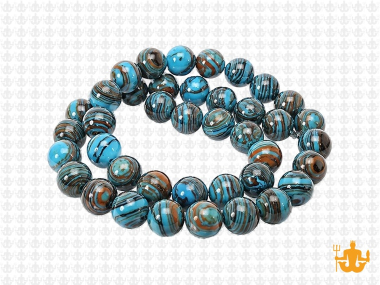 8mm Turquoise Lace Malachite Round Beads 15.5" synthetic [8r49t]