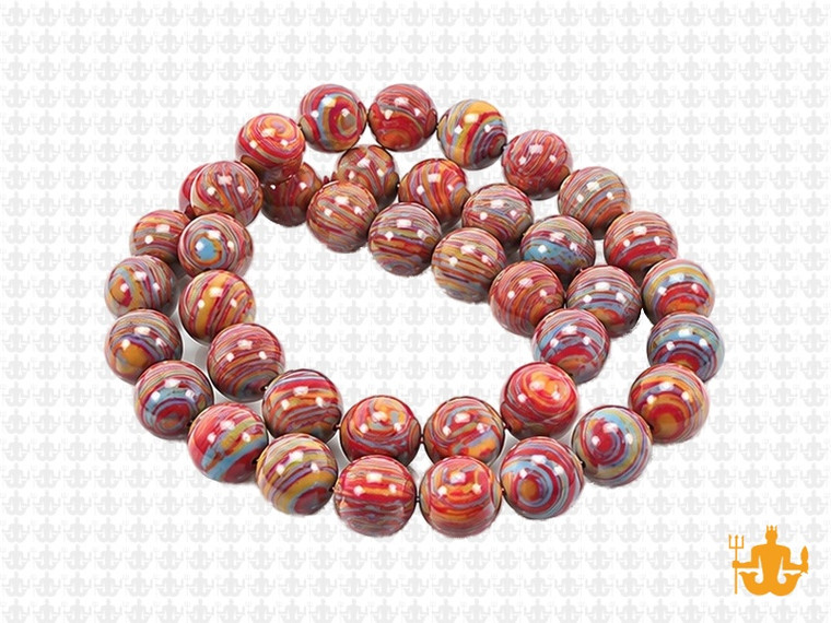 8mm Rainbow Lace Malachite Round Beads 15.5" synthetic [8r49x]