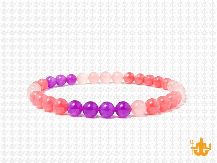 4mm Carnelian, Rose Quartz  & Jade Bracelet 7.5" [b1x74]