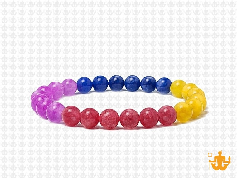 6mm Multi-Colors Jade Bracelet 7.5" [b2x82]
