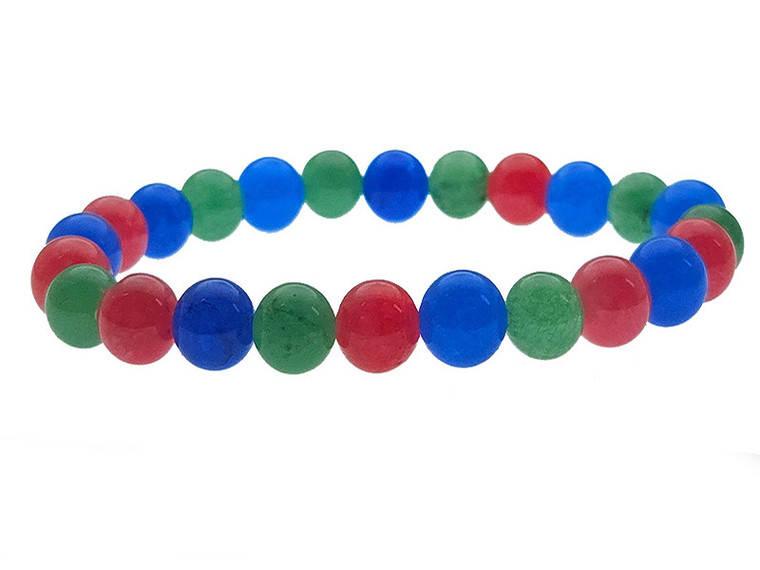 8mm Multi-Colors Jade Bracelet 7.5" [b3x59]