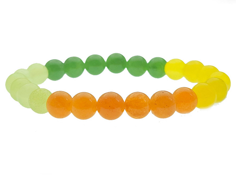 8mm Carnelian, Aventuine & Jade Bracelet 7.5" [b3x67]